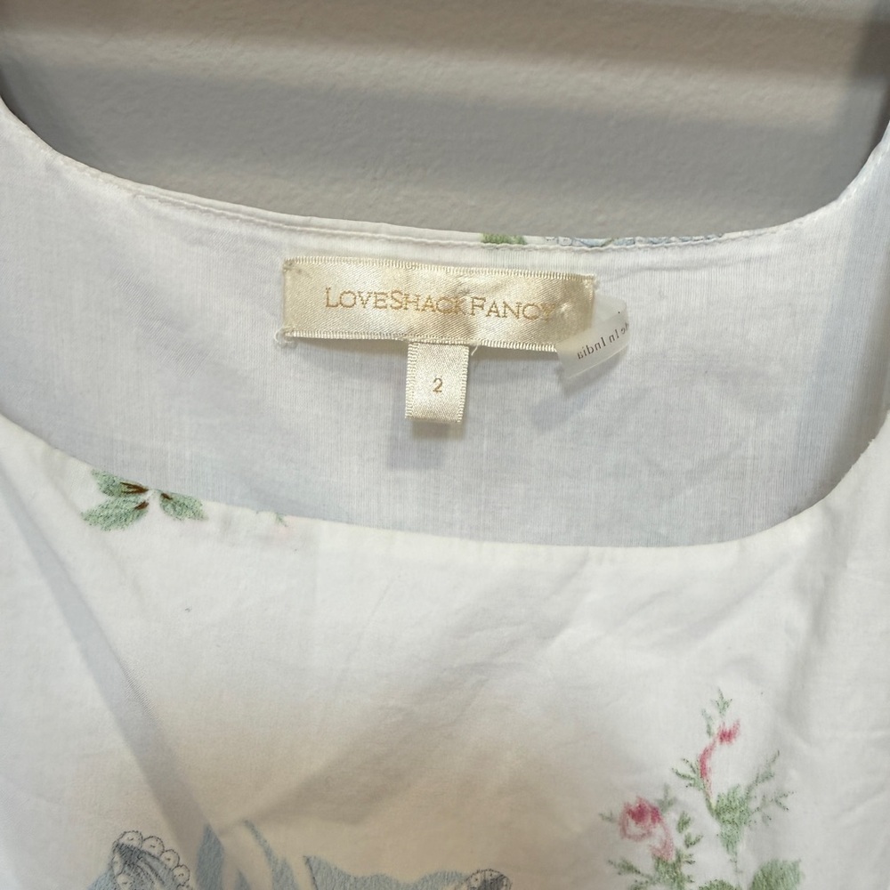 LoveShackFancy Floral Bubble Hem Mini Dress | - Picture 3 of 4